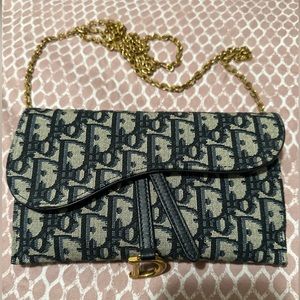 Dior Long saddle wallet with chain